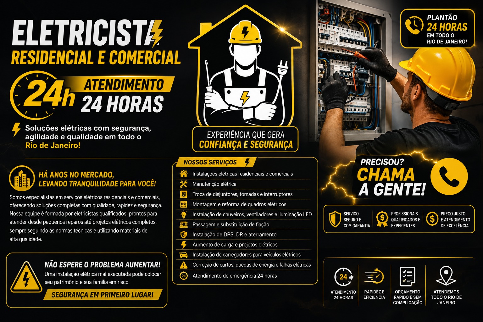 Eletricista residencial e comercial 24h RJ — serviços elétricos